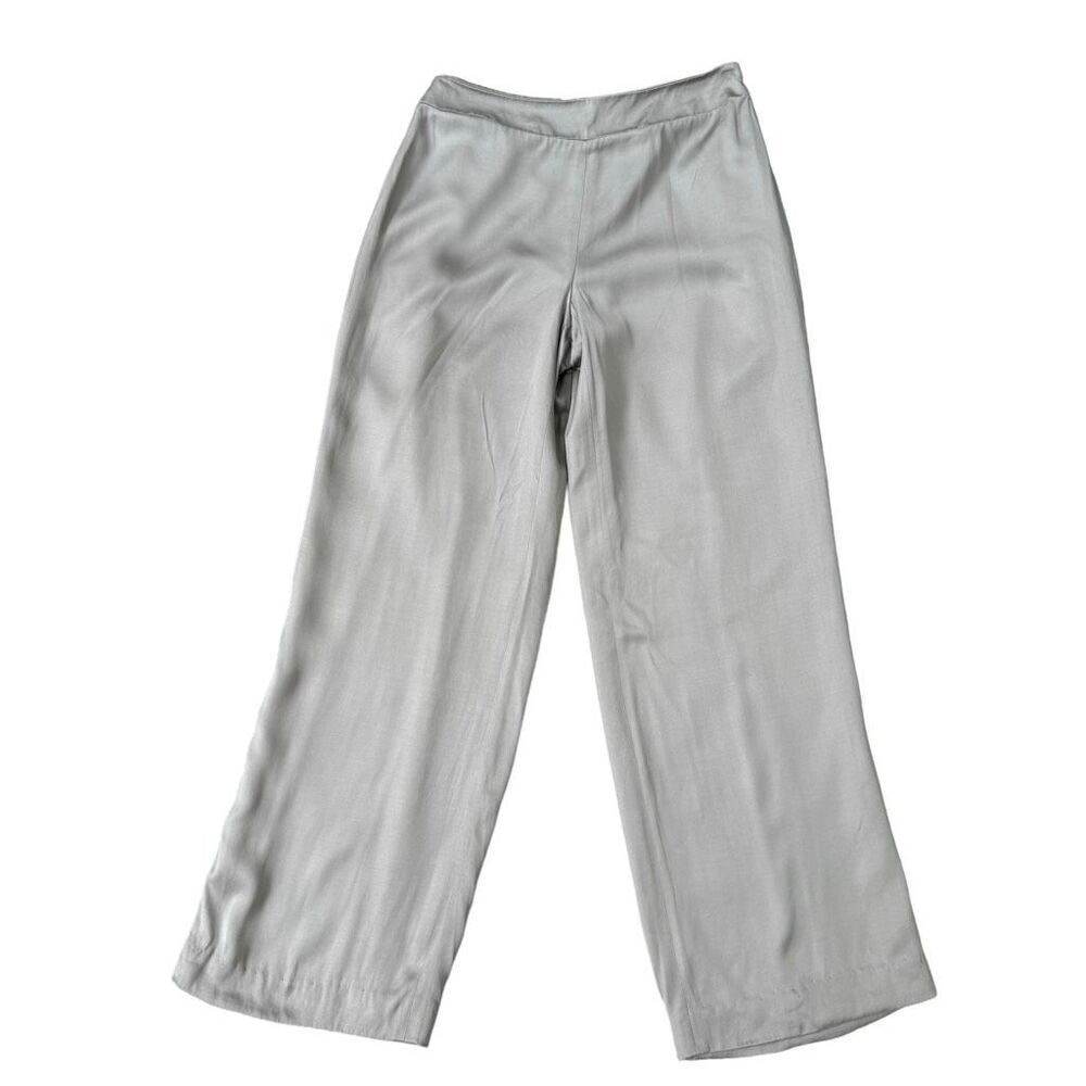 Talbots vintage satin silk blend straight leg lined pants gray size 4P